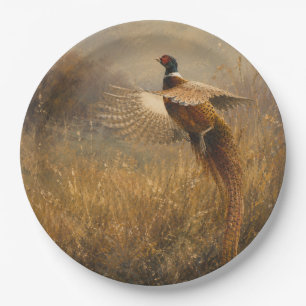 Pheasant in Golden Flight Paper Plates