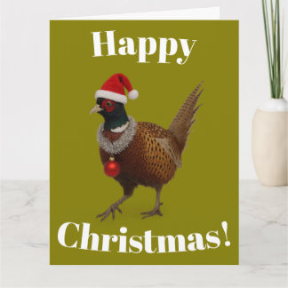 Pheasant looking festive Christmas card