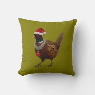 Pheasant looking festive Christmas Throw Pillow