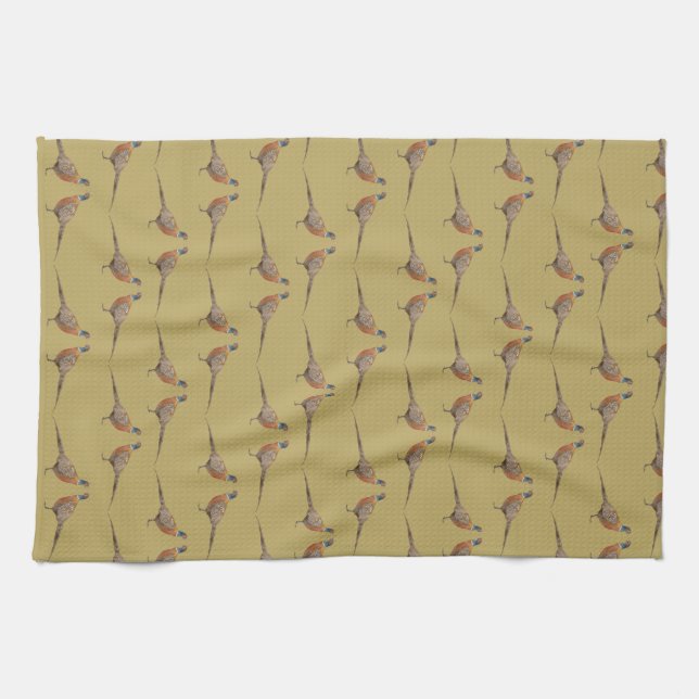 Pheasant pattern kitchen towel (Horizontal)