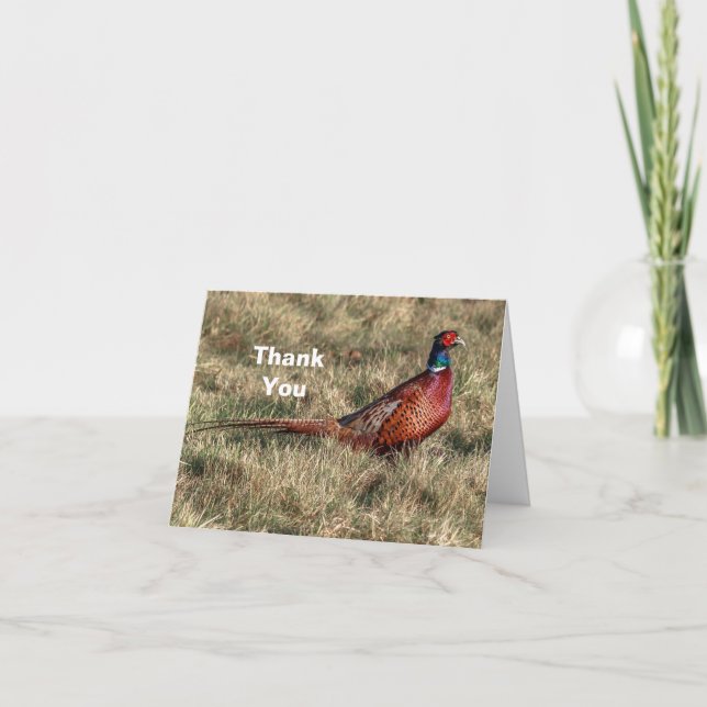 Pheasant Photo Letterpress Thank You Card (Front)