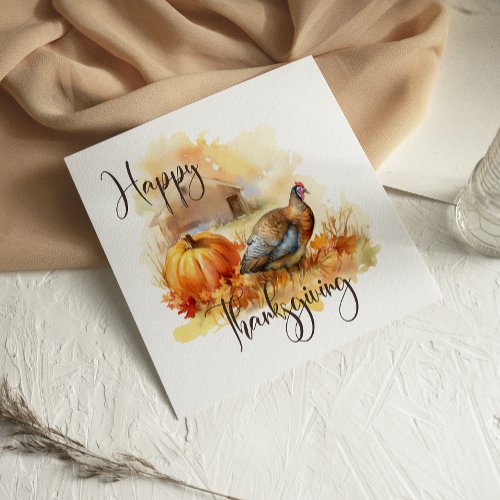 Pheasant Pumpking Fall Happy Thanksgiving card