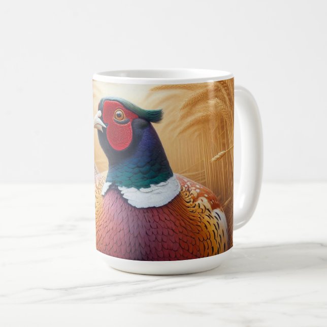 Pheasant Resting in a Golden Wheat Field  Coffee Mug (Front Right)