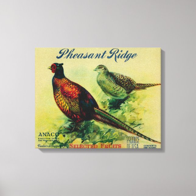 Pheasant Ridge Apple Crate Label Canvas Print (Front)