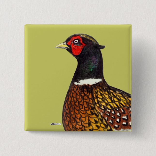 Pheasant:  Ringneck Head Button (Front)