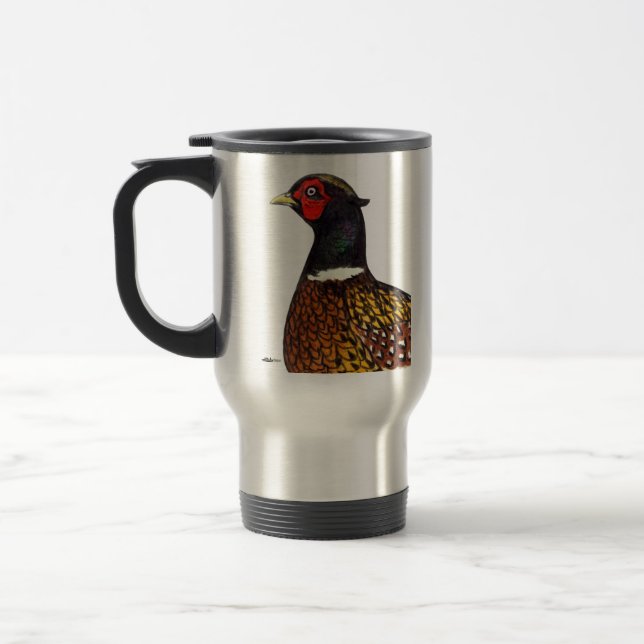 Pheasant:  Ringneck Head Travel Mug (Left)