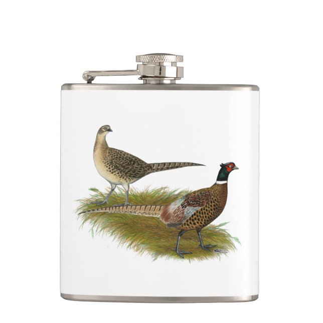 Pheasant:  Ringneck Pair Flask (Front)