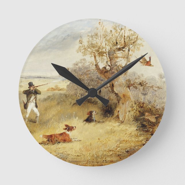 Pheasant Shooting (oil on canvas) 2 Round Clock (Front)