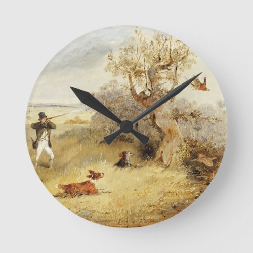 Pheasant Shooting oil on canvas 2 Round Clock