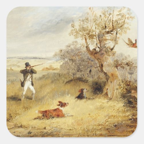 Pheasant Shooting oil on canvas 2 Square Sticker