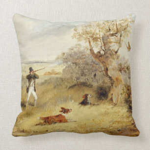 Pheasant Shooting (oil on canvas) 2 Throw Pillow