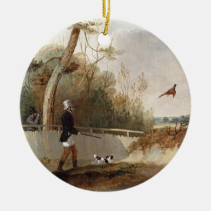 Pheasant Shooting (oil on canvas) Ceramic Ornament