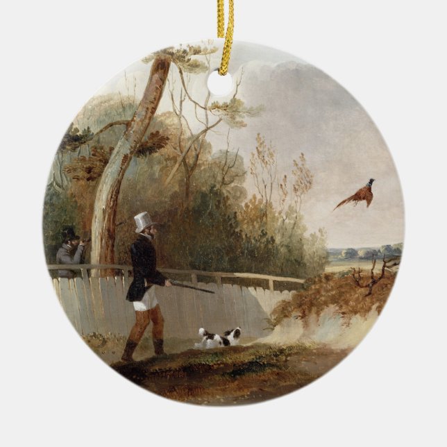 Pheasant Shooting (oil on canvas) Ceramic Ornament (Front)