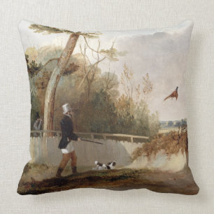 Pheasant Shooting (oil on canvas) Throw Pillow