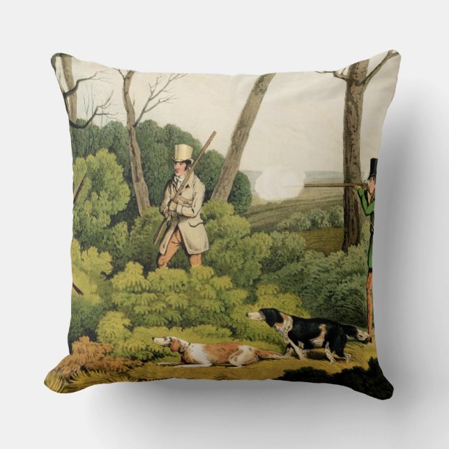 'Pheasant Shooting', pub. by Thomas McLean, 1820 ( Throw Pillow (Front)