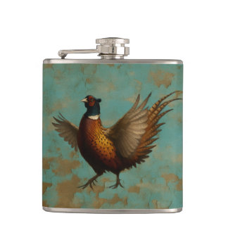 Pheasant strutting design flask