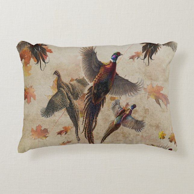 Pheasant  tapestry poster acrylic print triptych k accent pillow (Front)