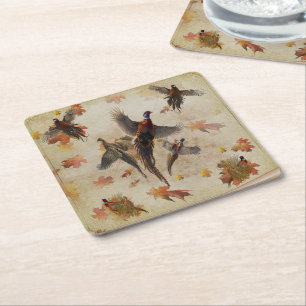 Pheasant tapestry poster acrylic print triptych k square paper coaster