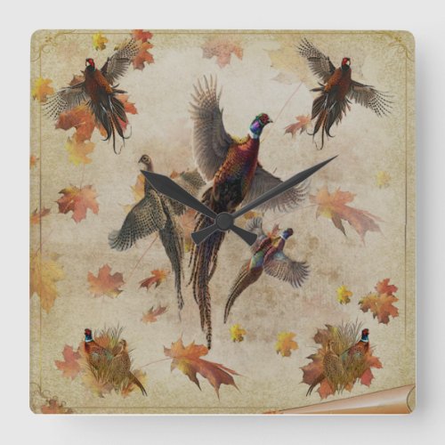 Pheasant  tapestry poster acrylic print triptych k square wall clock