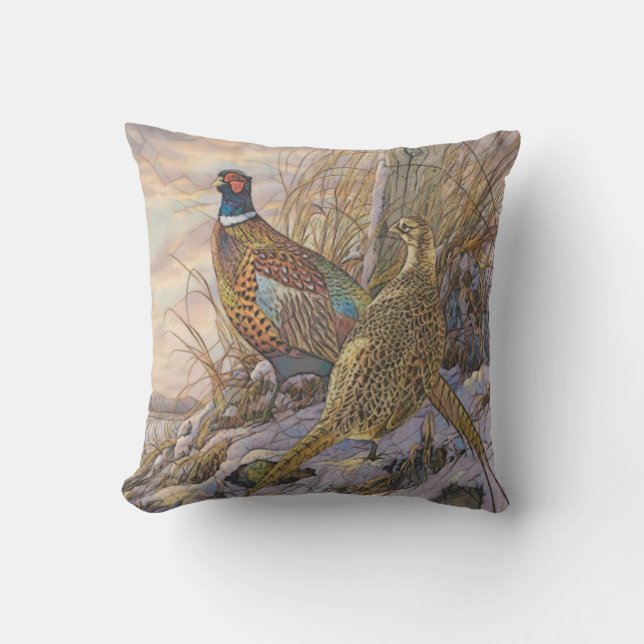 Pheasant Tapestry Poster Triptych Button Keychain Outdoor Pillow (Front)