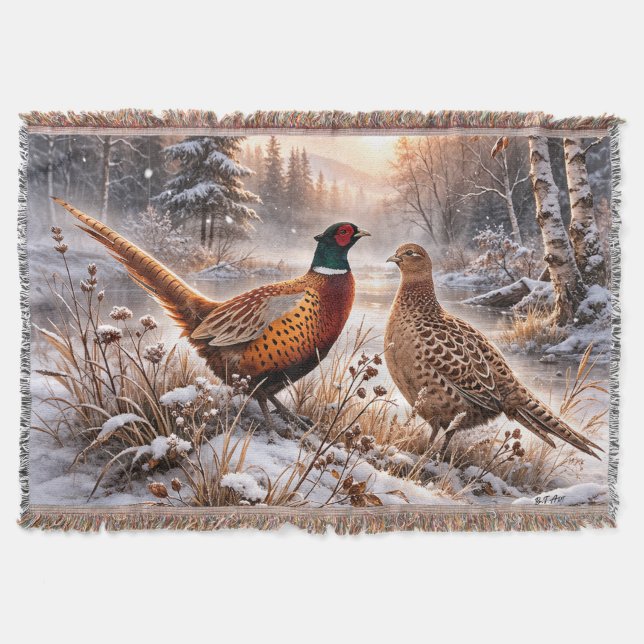 Pheasant  throw blanket (Front)