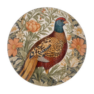 Pheasant Vintage Floral William Morris Inspired Cutting Board
