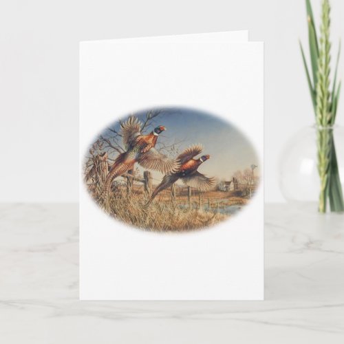 Pheasants Aloft _ Great Hunting on the farm Card