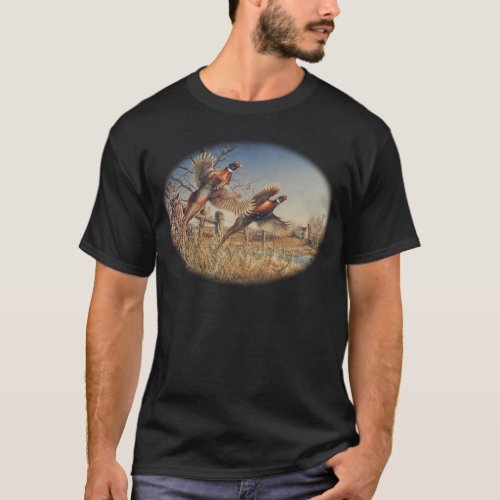 Pheasants Aloft _ Great Hunting on the farm T_Shirt