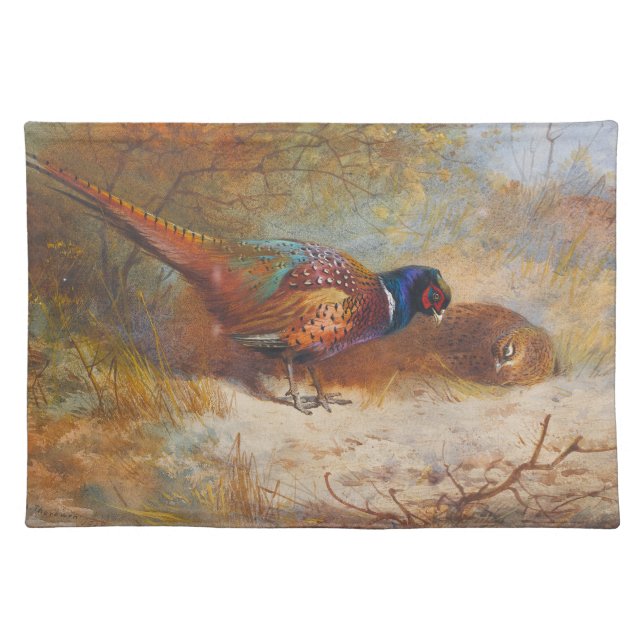  Pheasants by Archibald Thorburn Cloth Placemat (Front)