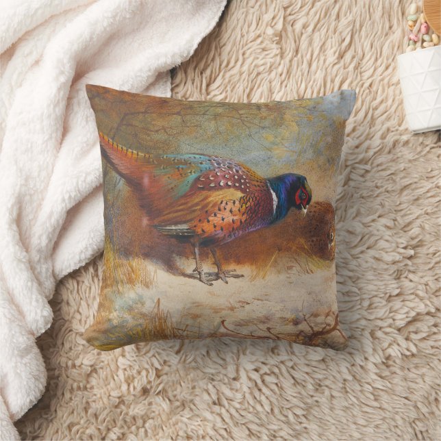  Pheasants by Archibald Thorburn Throw Pillow (Blanket)