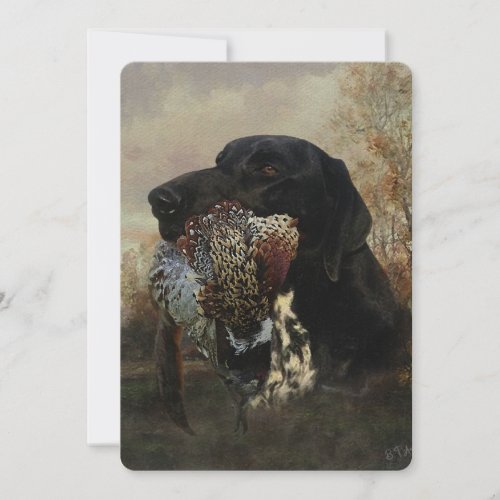 Pheasants Hunting with German Shorthaired Tapestry Invitation