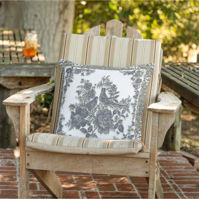 Pheasants in flowers outdoor pillow (Chair)
