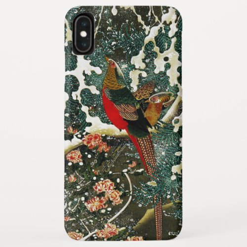 Pheasants in Snow Pine TreeRosesJapanese Floral iPhone XS Max Case