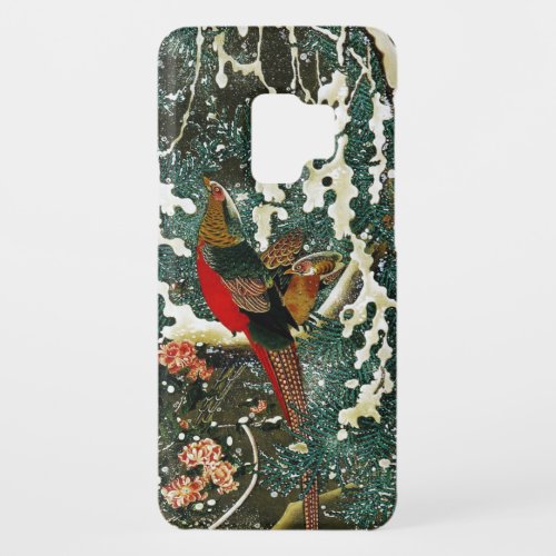Pheasants in Snow Pine TreeRosesJapanese Floral Case_Mate Samsung Galaxy S9 Case