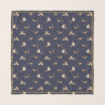 Pheasants in Wheat with Mustard Dot Trim Scarf<br><div class="desc">Pheasants amongst the wheat with a dotted mustard-yellow border</div>