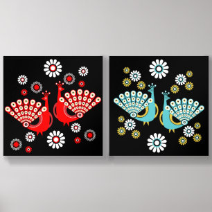 Pheasants Peacock Art Acrylic Photo Tile