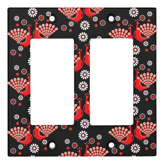  Pheasants Peacock Art Light Switch Cover (Front)