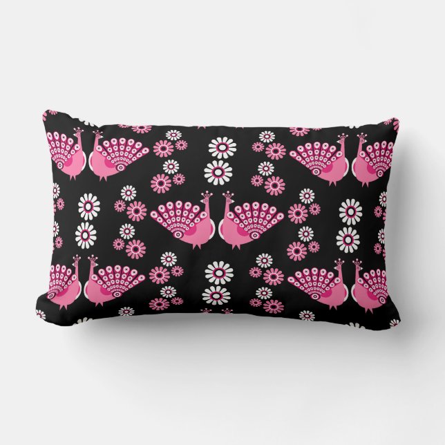  Pheasants Peacock Art Lumbar Pillow (Front)