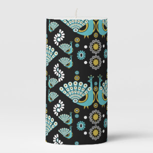 Pheasants Peacock Art Pillar Candle