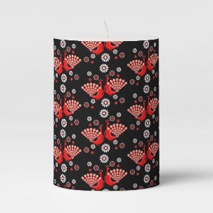 Pheasants Peacock Art Pillar Candle