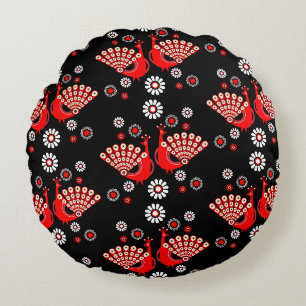 Pheasants Peacock Art Round Pillow