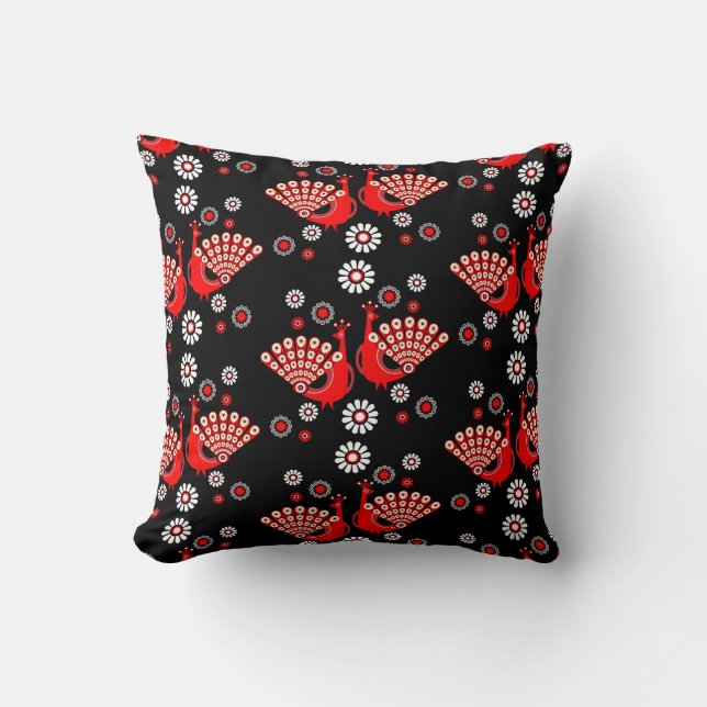  Pheasants Peacock Art Throw Pillow (Front)