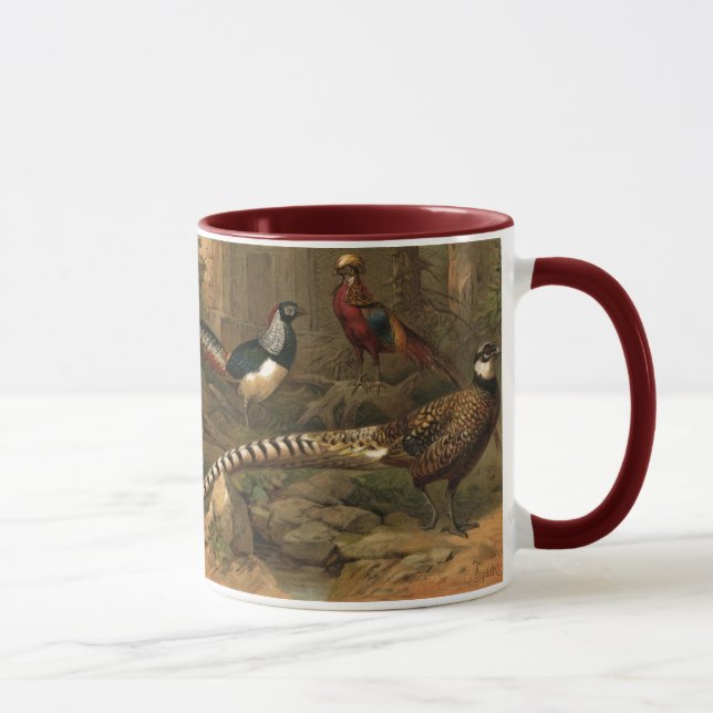 Pheasants Ringer Ceramic Mug (Right)