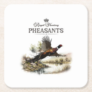 Pheasants, Royal Hunting Square Paper Coaster