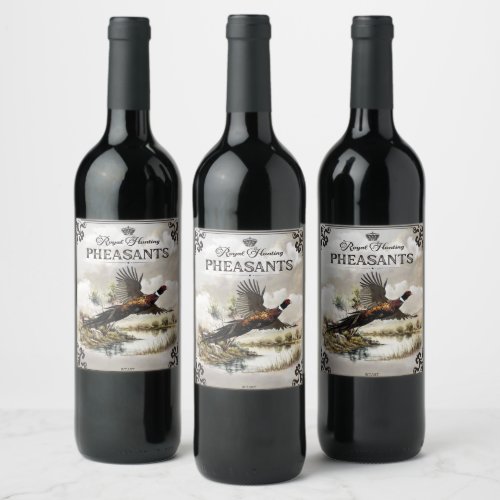 Pheasants Royal Hunting Wine Label
