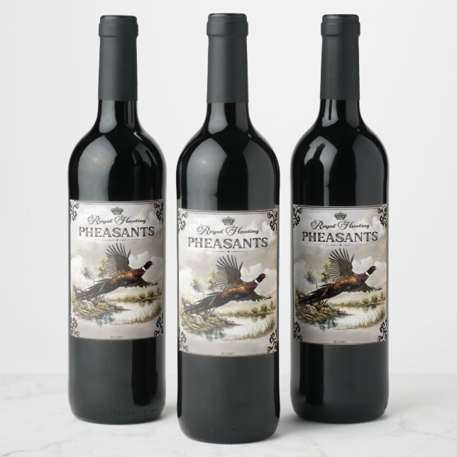 Pheasants, Royal Hunting Wine Label (Bottles)