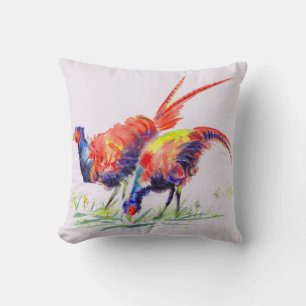 Pheasants Watercolour Throw Pillow