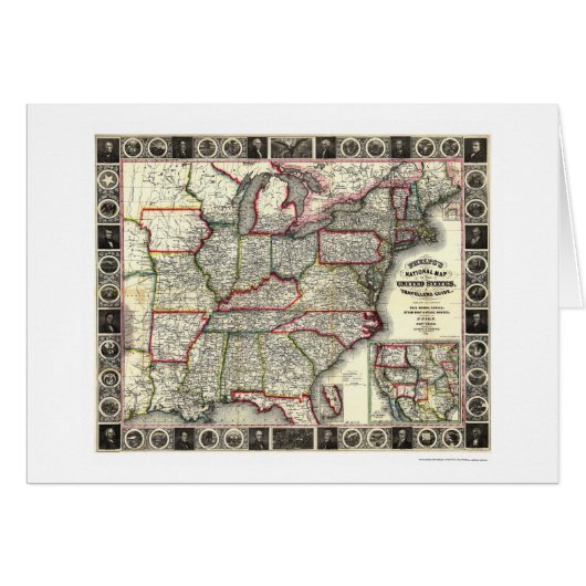 Phelps United States Map 1852 Cards (Front Horizontal)