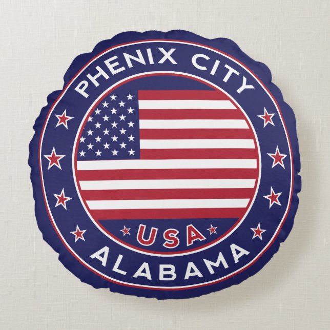 Phenix, Alabama Round Pillow (Front)