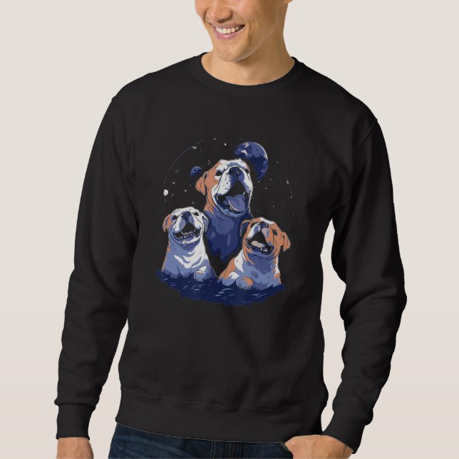 Phenomenal Howling English Bulldog Pack Retro Awes Sweatshirt (Front)